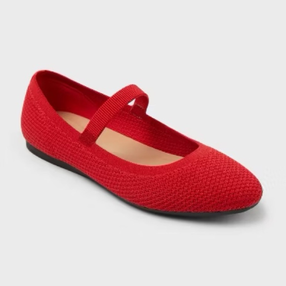 a new day Shiloh Knit Machine Washable Mary Jane Ballet Flats Memory Foam Insole